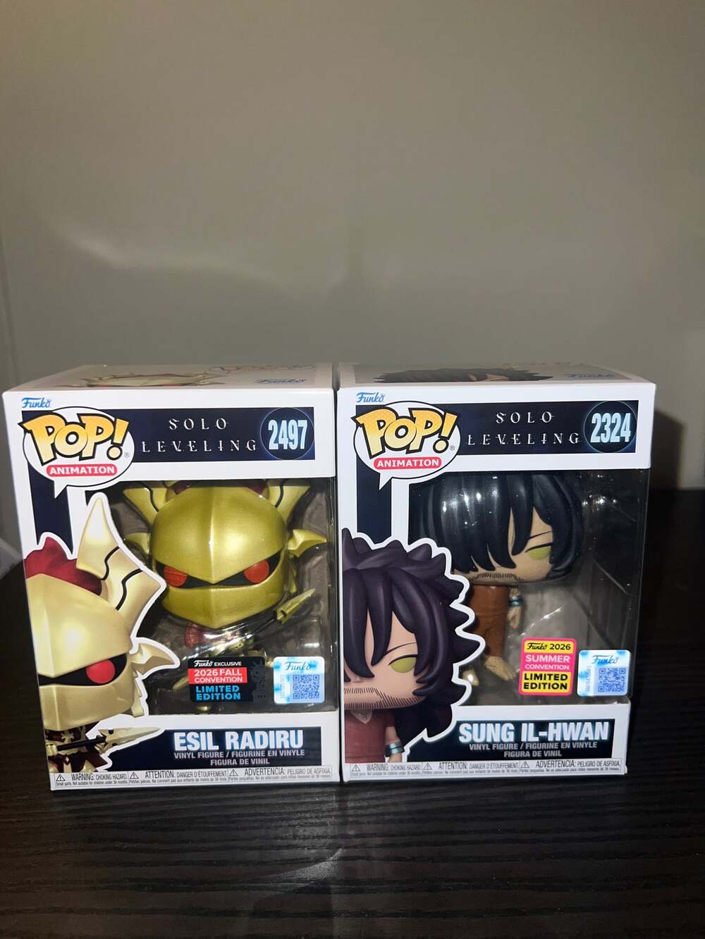 2 EXC LE Solo Leveling Funko Pops Esil Radiru #2497 & Sung Il-Hwan #2324 Anime